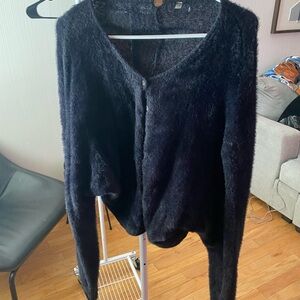 Women's Black Fuzzy Sweater